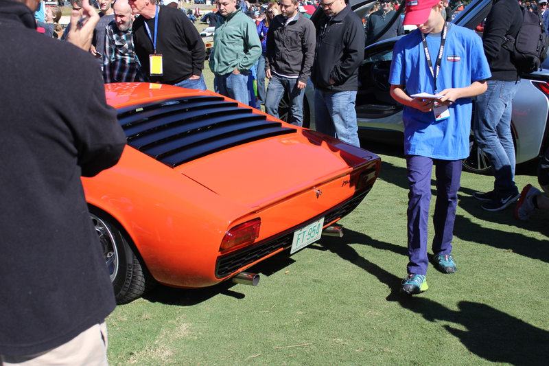 Only pic of the Miura I could get, dude was revving it so there was a crowd.